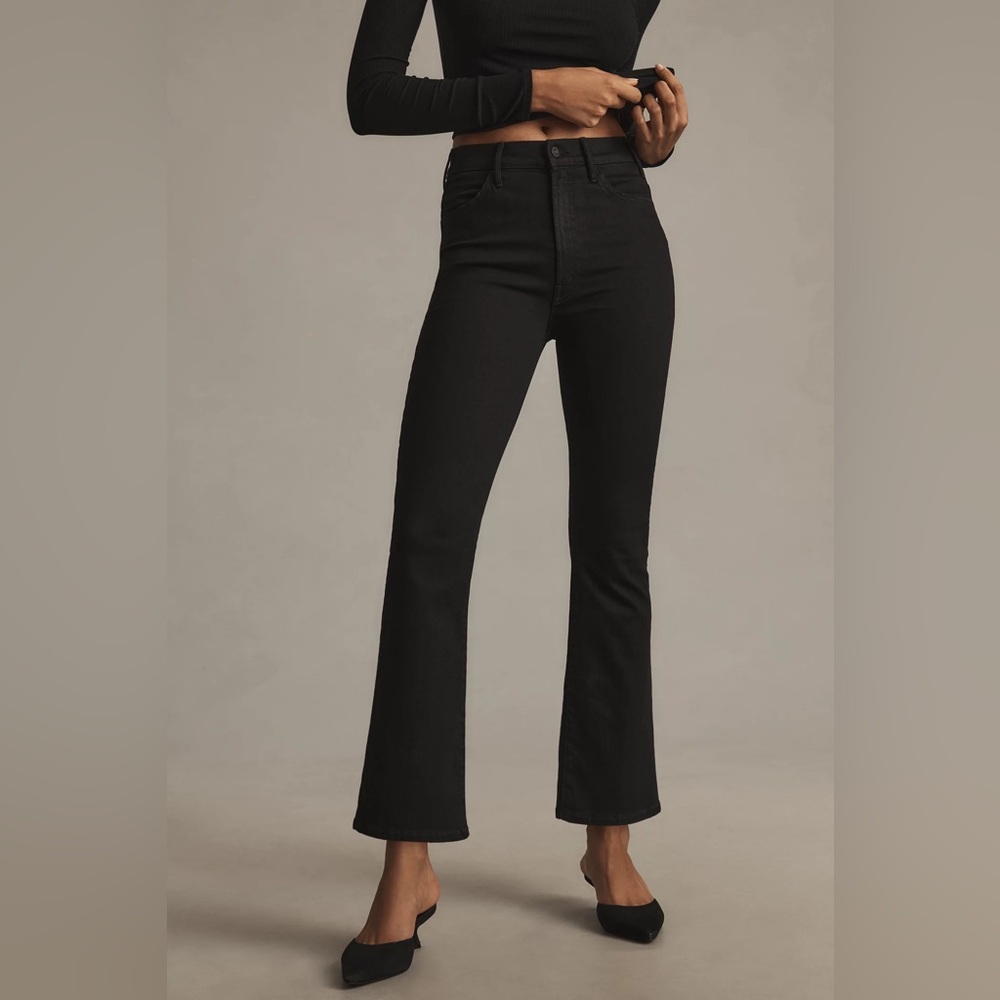 MOTHER Hustler High Rise Ankle Jeans in Not Guilty Black